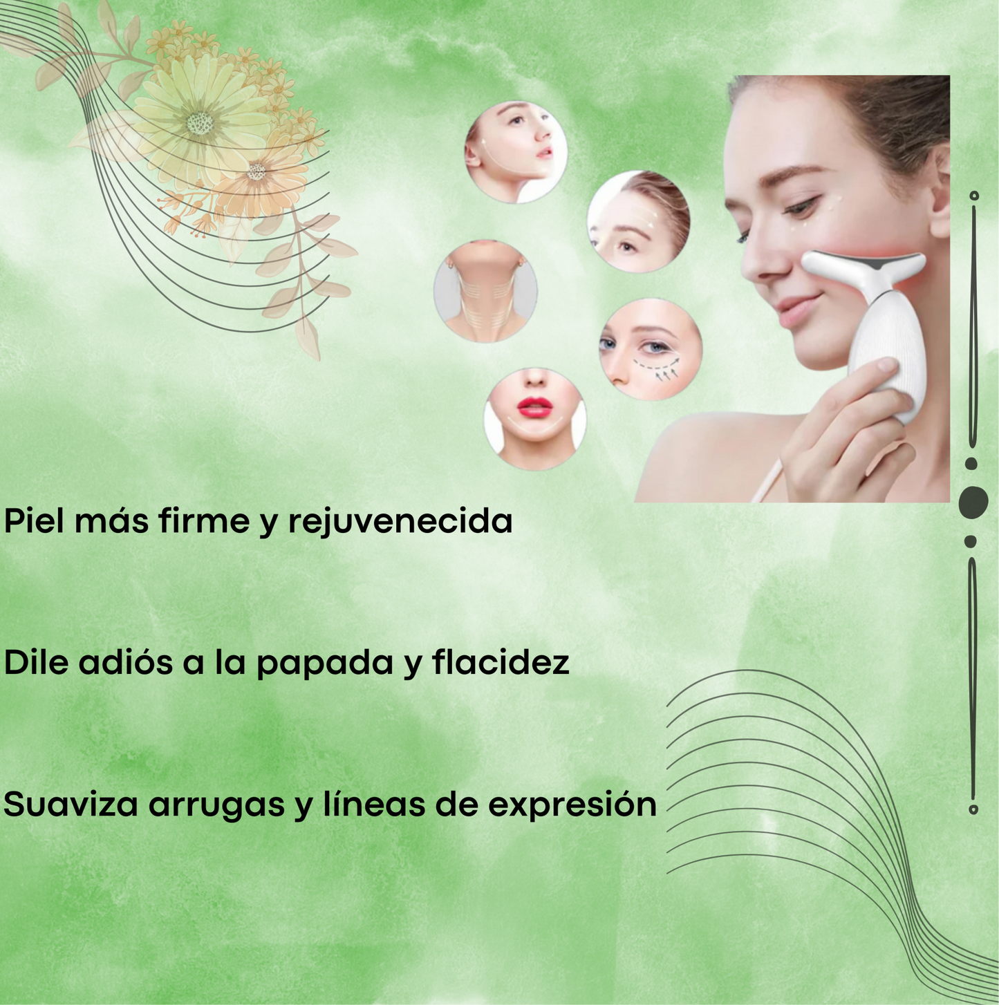 MASAJEADOR FACIAL FACELUXE® CON VIBRACIÓN Y LUZ LED + REGALO DE EBOOK DE MASCARILLAS CASERAS 🎁