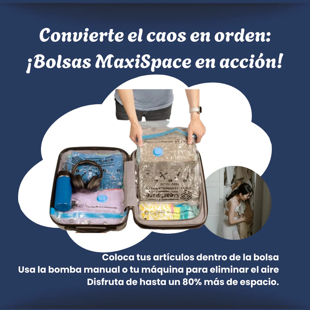 Maxispace® - Paquete de 5 bolsas ahorradoras de espacio + bomba de mano + envío gratis 🎁