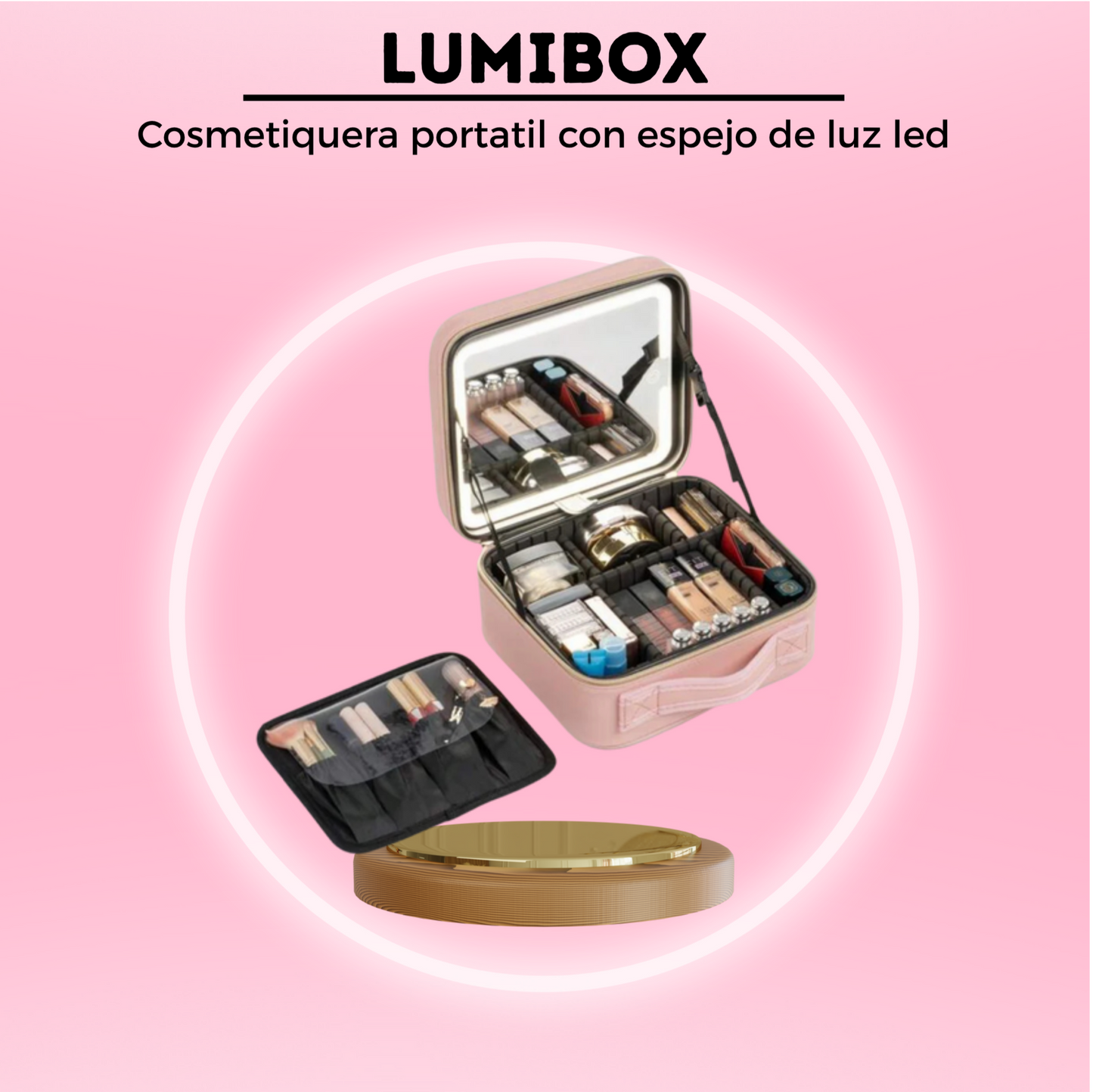 LUMIBOX® COSMETIQUERA PORTATIL CON ESPEJO DE LUZ LED + ENVIO GRATIS 🎁