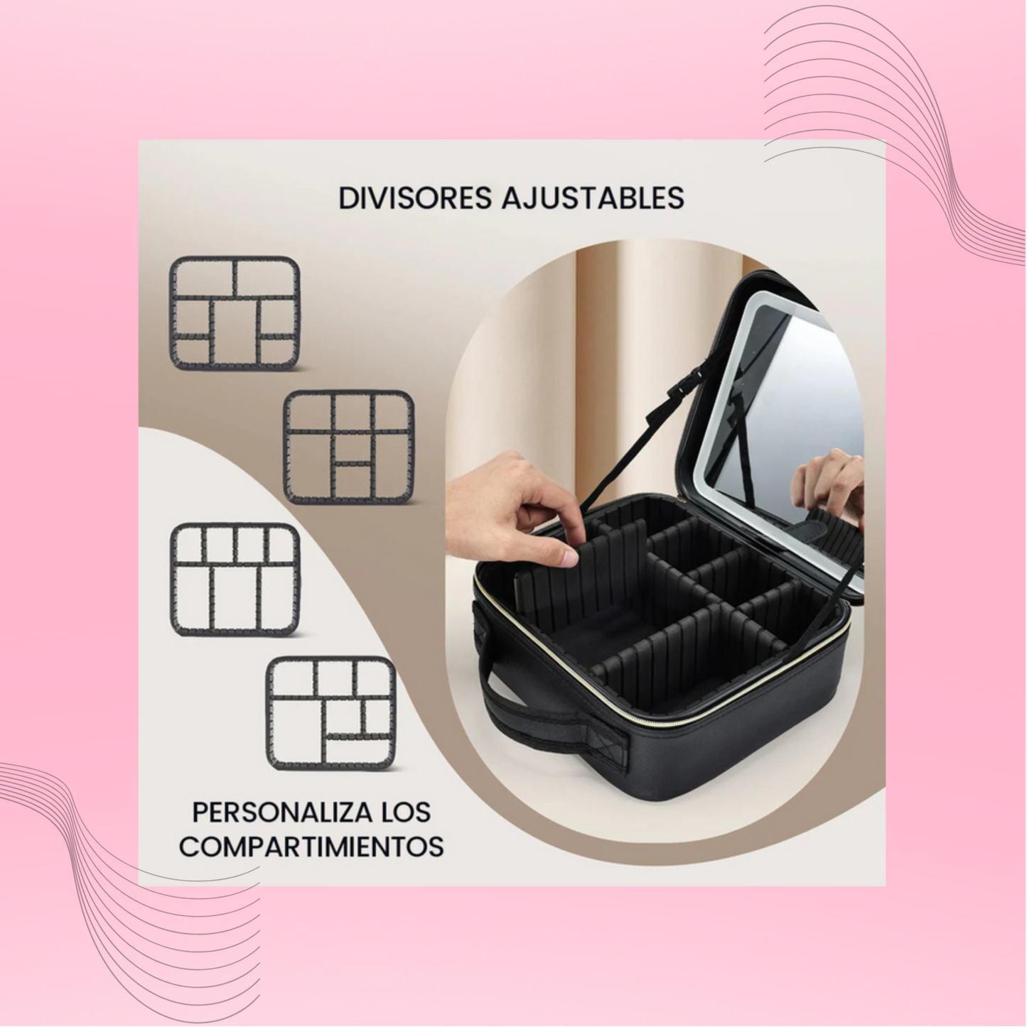LUMIBOX® COSMETIQUERA PORTATIL CON ESPEJO DE LUZ LED + ENVIO GRATIS 🎁