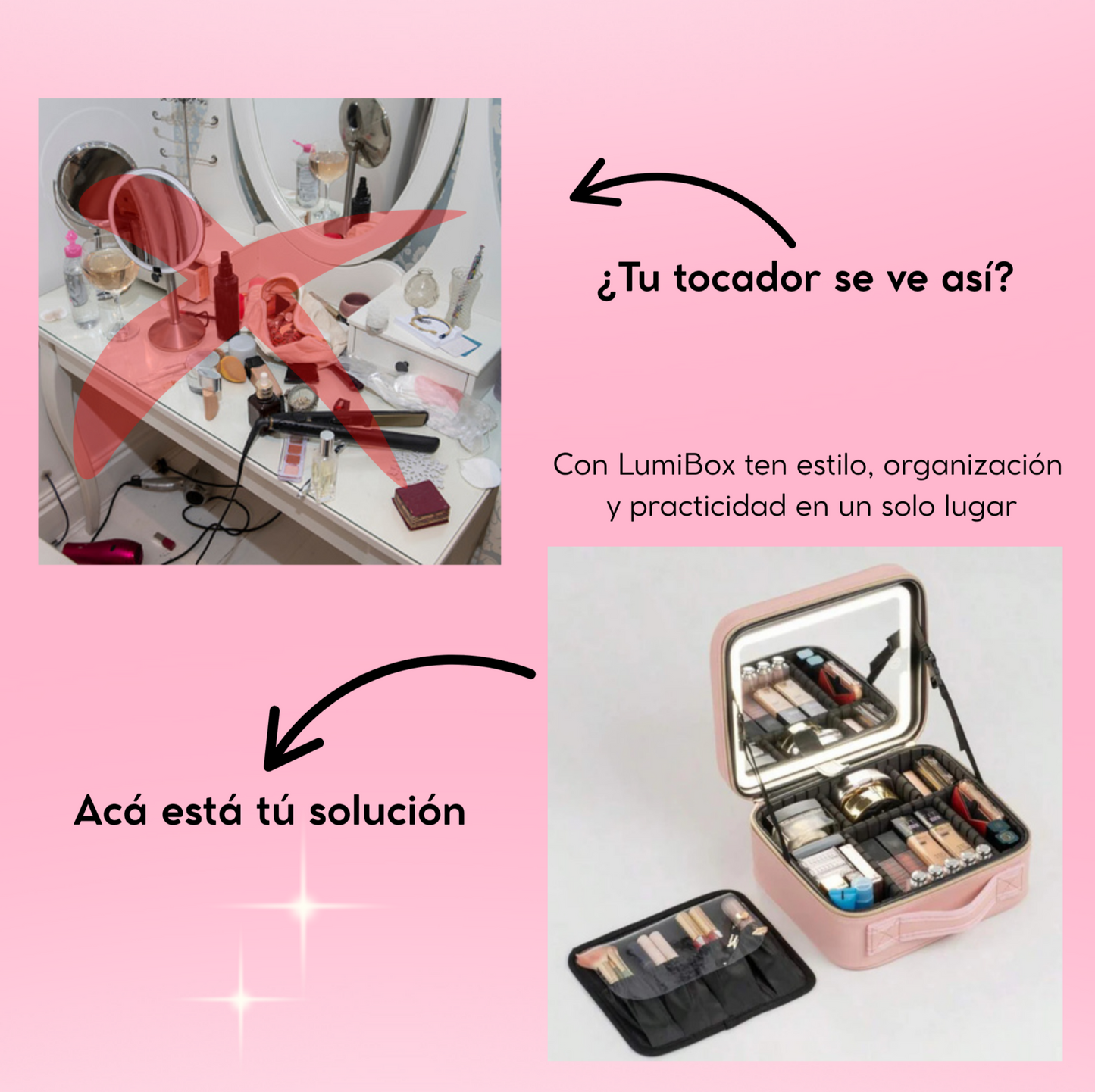 LUMIBOX® COSMETIQUERA PORTATIL CON ESPEJO DE LUZ LED + ENVIO GRATIS 🎁