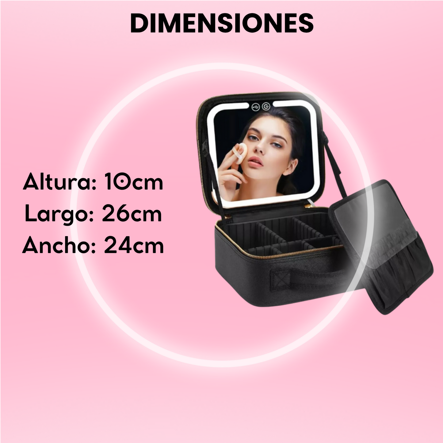 LUMIBOX® COSMETIQUERA PORTATIL CON ESPEJO DE LUZ LED + ENVIO GRATIS 🎁