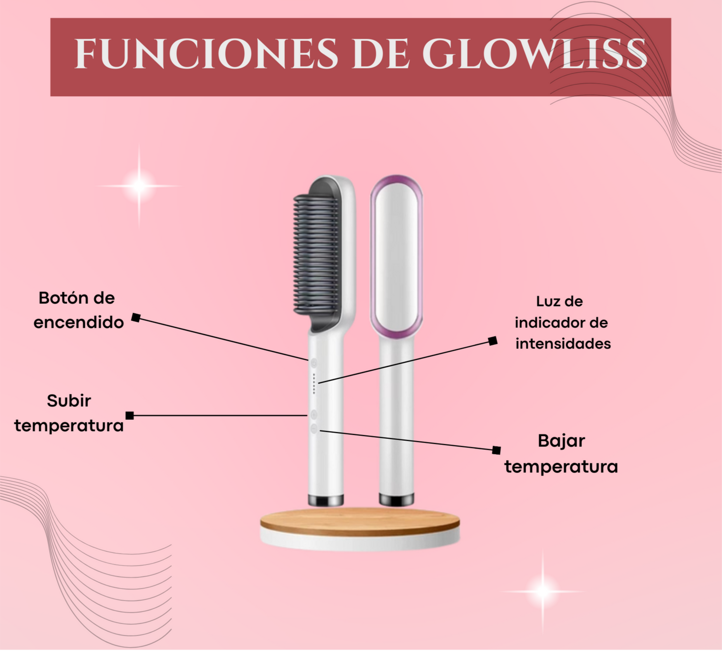 CEPILLO ALISADOR 2 EN 1 - GLOWLISS® + EBOOK GRATIS SOBRE EL CUIDADO DEL CABELLO🎁 + ENVÍO GRATIS