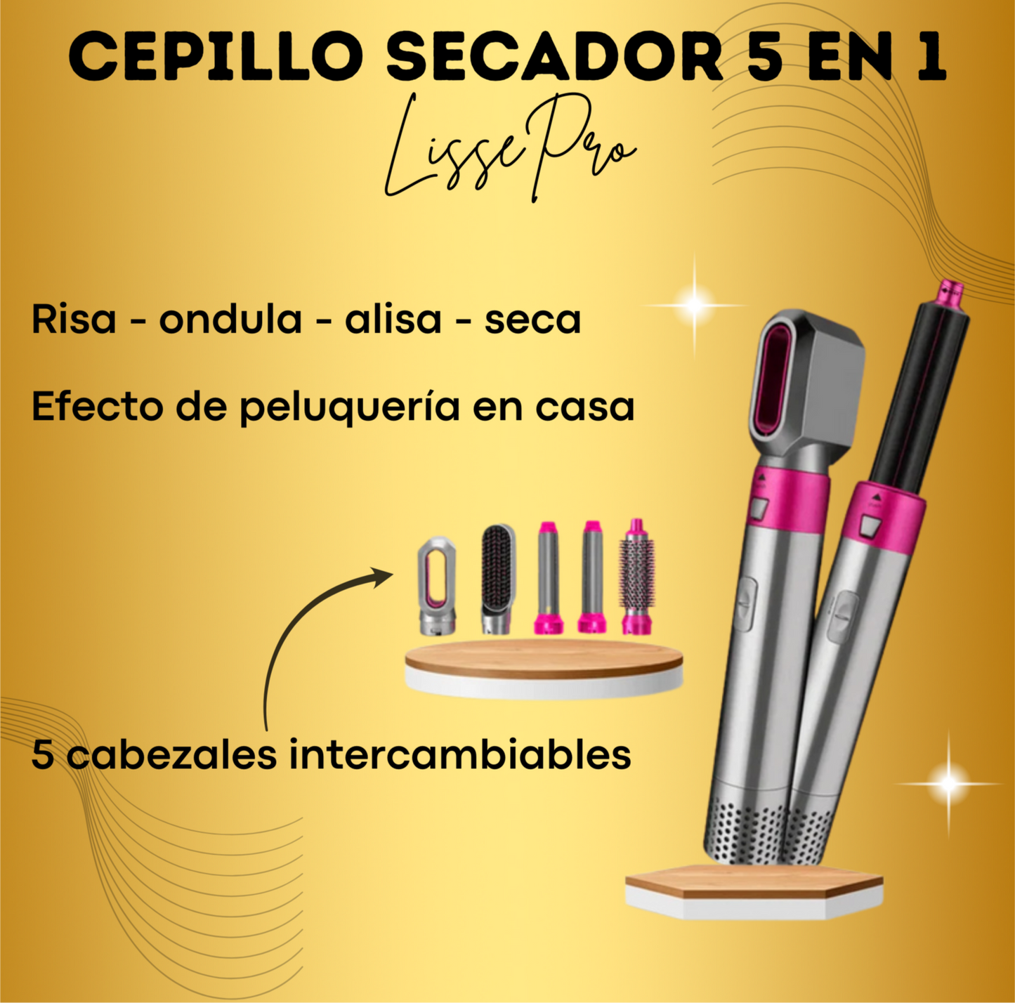 LISSEPRO® CEPILLO ELÉCTRICO DE CABELLO 5 EN 1 + ENVÍO GRATIS + REGALO EXCLUSIVO POR TU COMPRA 🎁