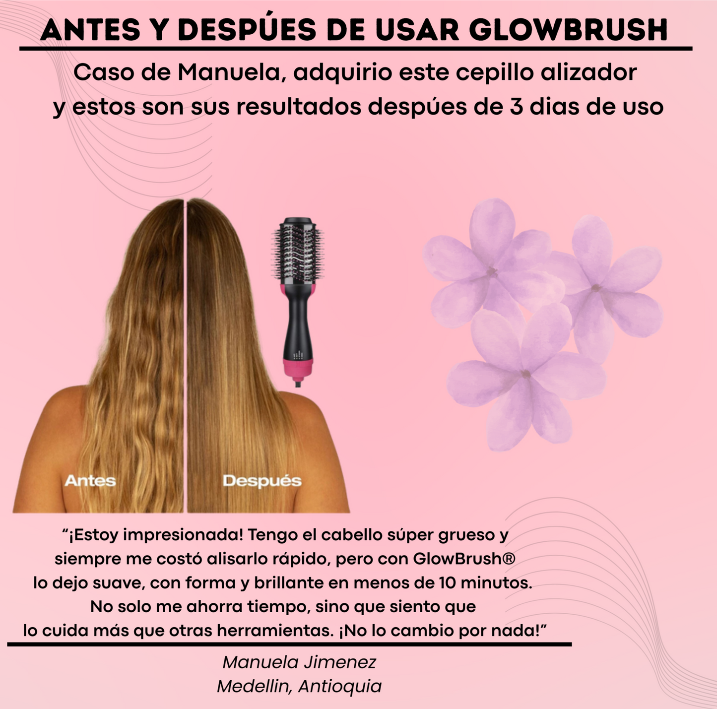 CEPILLO SECADOR Y ALISADOR 3 EN 1 GLOWBRUSH® + ENVÍO GRATIS 🎁