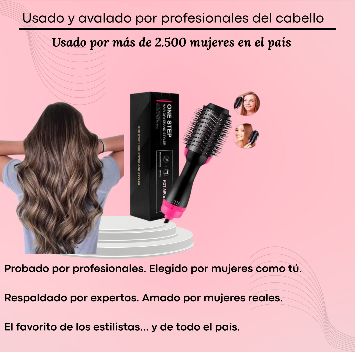 CEPILLO SECADOR Y ALISADOR 3 EN 1 GLOWBRUSH® + ENVÍO GRATIS 🎁
