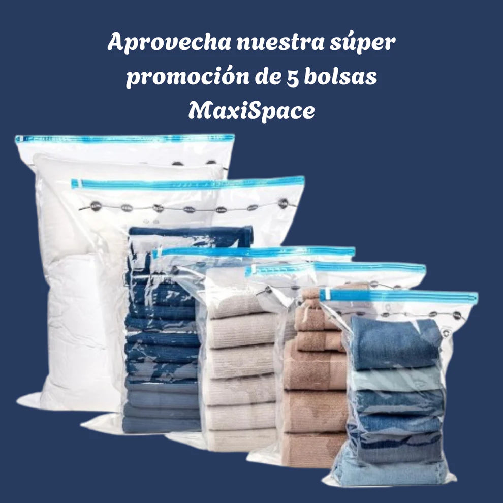 Maxispace® - Paquete de 5 bolsas ahorradoras de espacio + bomba de mano + envío gratis 🎁