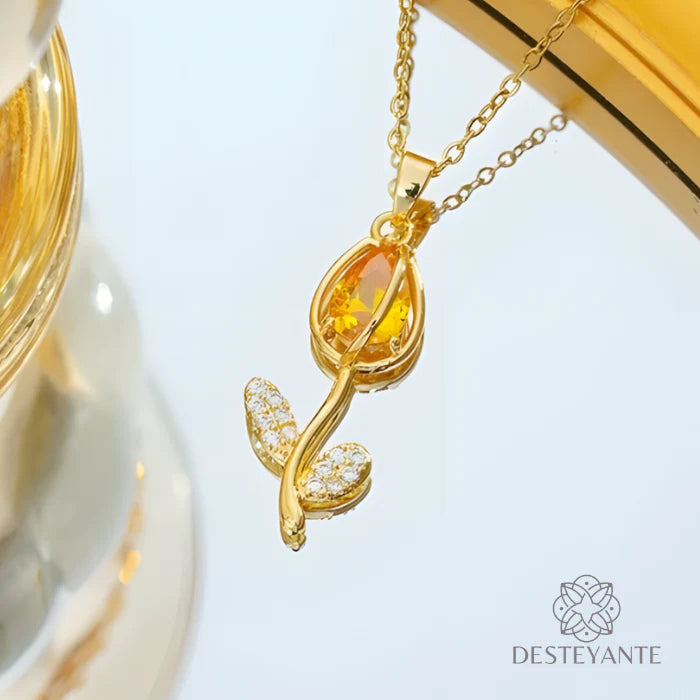 COLLAR DE FLOR DE TULIPÁN BAÑADO EN ORO + CAJA DE REGALO 🎁 + ENVÍO GRATIS