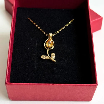 COLLAR DE FLOR DE TULIPÁN BAÑADO EN ORO + CAJA DE REGALO 🎁 + ENVÍO GRATIS