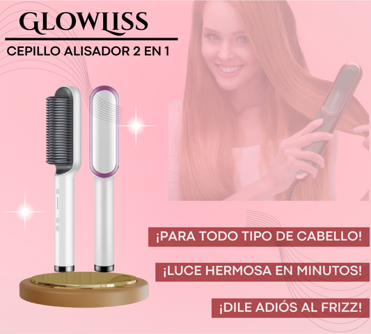 CEPILLO ALISADOR 2 EN 1 - GLOWLISS® + EBOOK GRATIS SOBRE EL CUIDADO DEL CABELLO🎁 + ENVÍO GRATIS
