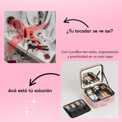 LUMIBOX® COSMETIQUERA PORTATIL CON ESPEJO DE LUZ LED + ENVIO GRATIS 🎁