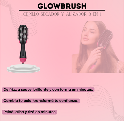 CEPILLO SECADOR Y ALISADOR 3 EN 1 GLOWBRUSH® + ENVÍO GRATIS 🎁